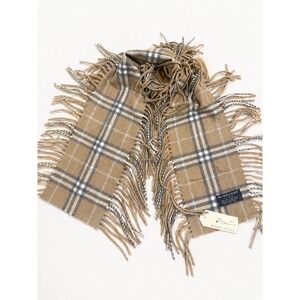 NWT BURBERRY LONDON Nova Check Scarf Plaid Fringe Wool Cashmere 52" Scotland